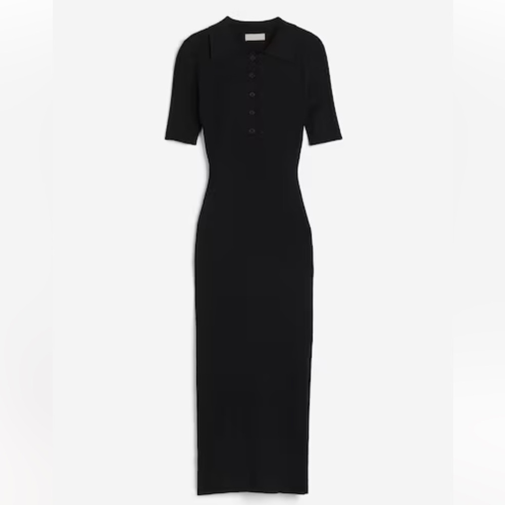 Ribbed Polo Midi Dress